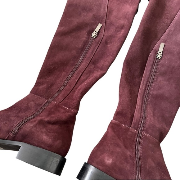 Aquatalia Norina Stretch Suede Over the Knee Riding Boots Deep Wine 6.5 - Picture 8 of 9